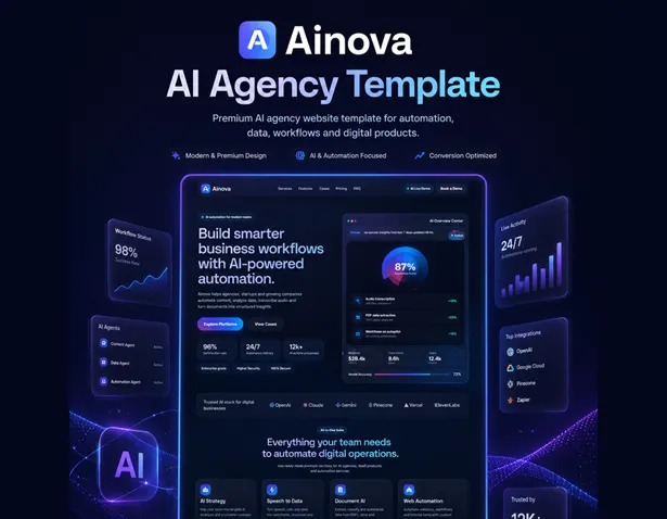 Ainova Artificial Intelligence Agency HTML Template