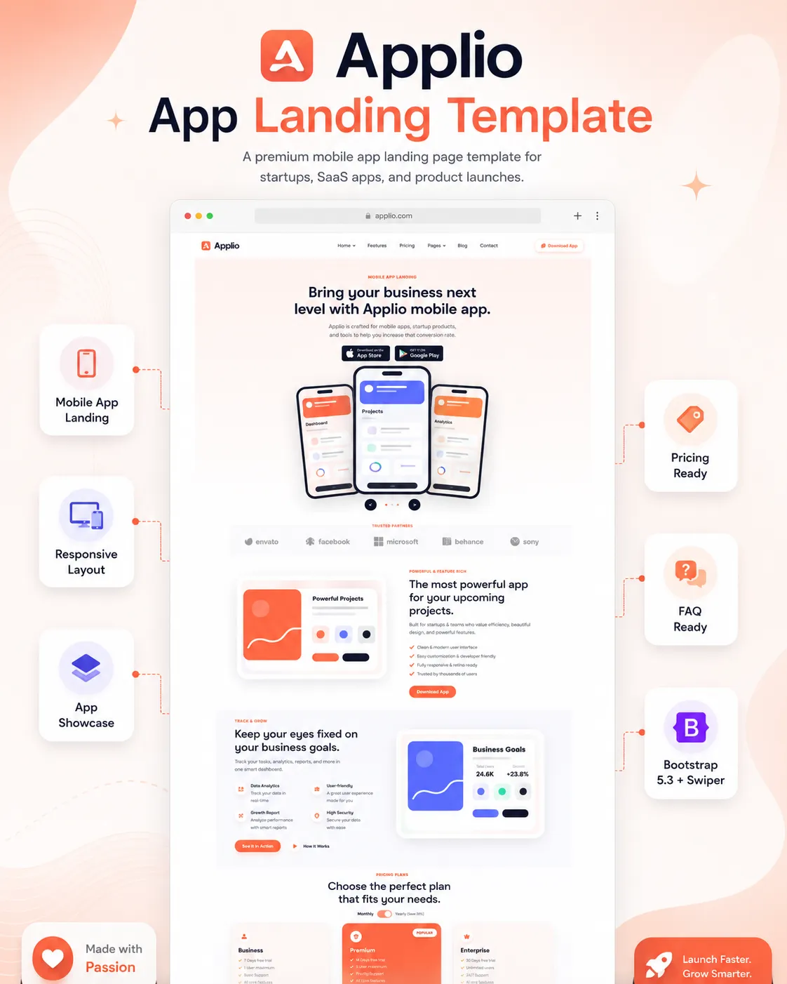 Applio App Landing HTML Şablon