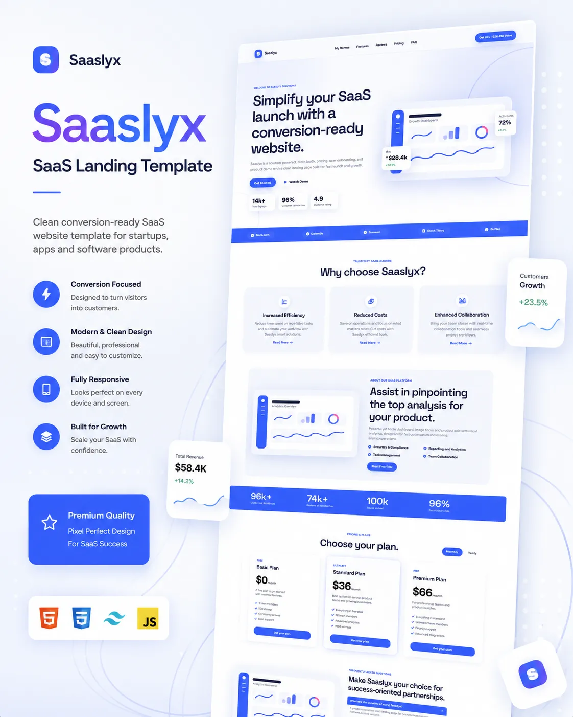 Saaslyx SaaS Landing HTML Şablon