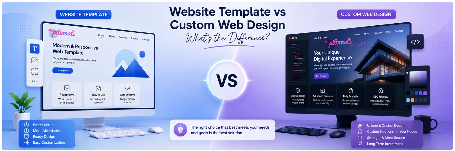 What is the difference between a ready-made web template and a custom web design?
