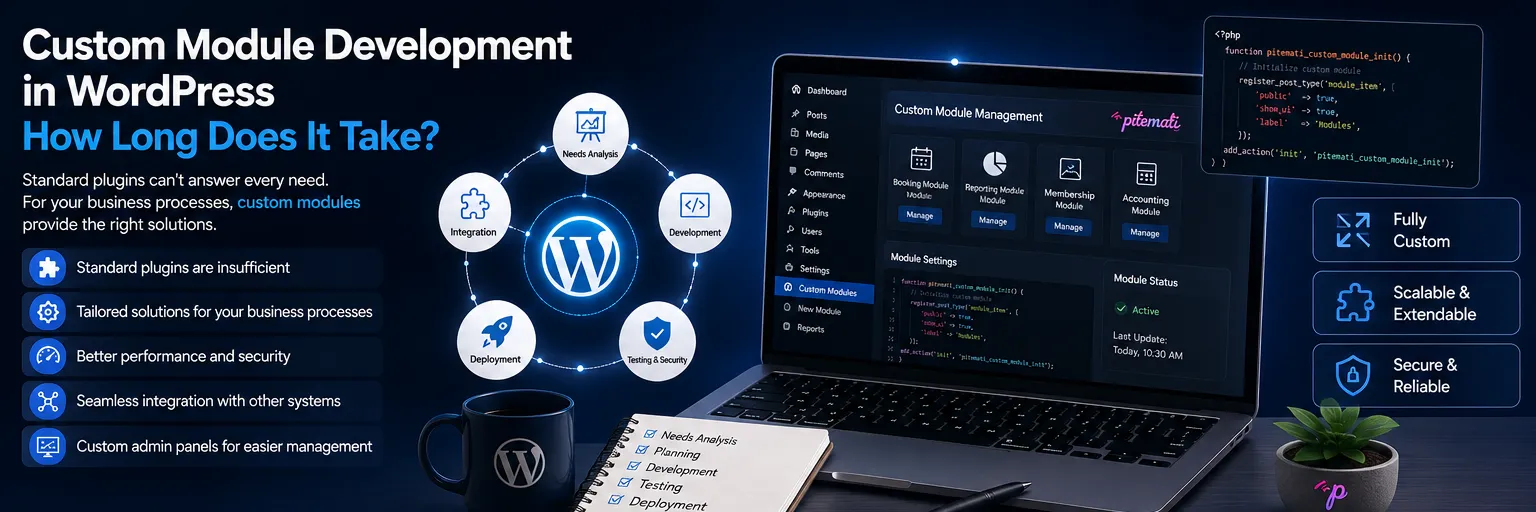When is custom module development necessary in WordPress?