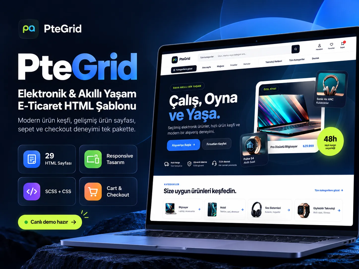 PteGrid Electronics & Smart Living HTML E-Commerce Şablon
